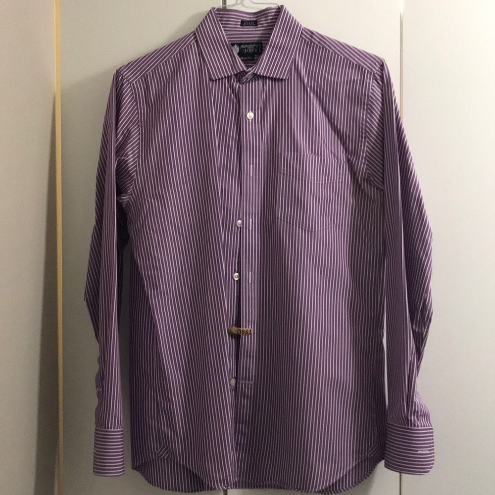 J. Crew purple and white striped shirt